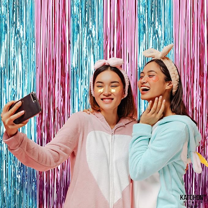 KatchOn, XtraLarge Pink and Blue Streamers - 3.2 x 8 Ft, Pack of 2 | Pink and Blue Streamers for Gender Reveal Decorations | Streamer Backdrop for Baby Shower, Unicorn, Mermaid Birthday Decorations