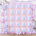 Iridescent Balloons Wall Square, 25Pcs Transparent Laser Foil Balloon Backdrop, Double Sided Gradient Crystal Colorful Balloon Tunnel Arch Background for Birthday Wedding Baby Shower Easter Rainbow