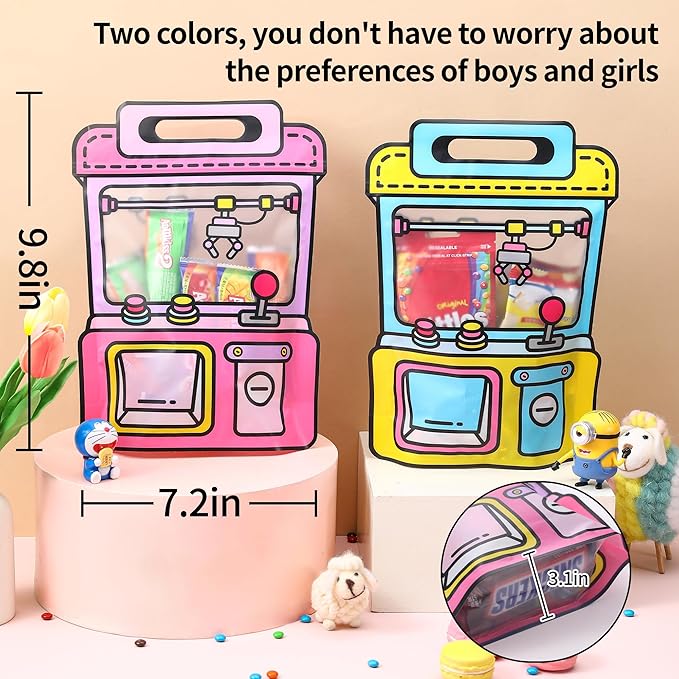 Lati 20PCS Large Plastic Reusable Prefilled Goodie Bulk Party Favors Bags with Handles for Return Gift Kids Birthday, Snack, Candy, Party and Classroom Favor Bags