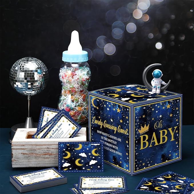 Glenmal 52 Pcs Baby Shower Games Gift Sets Large Baby Bottle for Shower Game Guess How Many Candies Baby Shower Decorations for Baby Shower Favors Games Gender Reveal (Twinkle Twinkle Little Star)