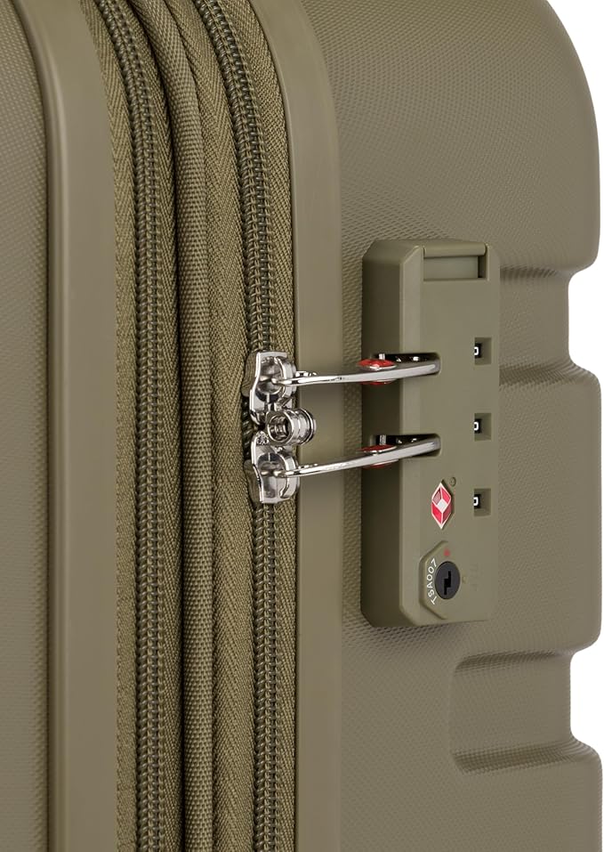 SwissGear 7366 Signature Hardside Expandable Luggage with Spinner Wheels, TSA Lock, Cup-Holder, Olive Branch, Carry-On 19-Inch