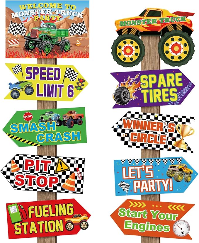 Hooqict 20 Pieces Truck Party Decorations Signs Welcome To Truck Birthday Party Supplies Classroom Wall Door Porch Yard Sign Car Backdrop