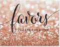 Andaz Press Wedding Party Signs, Glitzy Rose Gold Glitter, 8.5x11-inch, Favors, Please Take One, 1-Pack, Bokeh Colored Party Supplies