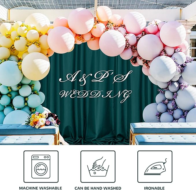 MEETSKY 10ft x 8ft Hunter Green Backdrop Curtains for Parties Christmas Wedding Curtain Rod Pocket Dark Green Photo Backdrop Sliding Drapes Backdrop Curtains for Photography, 5ft x 8ft, 2 Panels