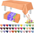 Grandipity 12 Pack Premium Disposable Plastic Tablecloth 54 Inch. x 108 Inch. Decorative Rectangle Table Cover - Peach