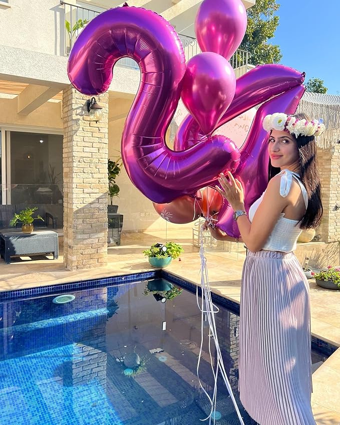 Hot Pink Number 13 Balloons 40 inch, 13 Number Balloons, 13th Birthday Decorations for Girls 13 Year Old Hot Pink Party Supplies