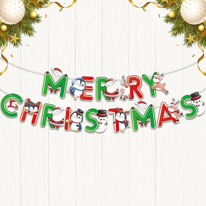 KatchOn, Red and Green Merry Christmas Banner - 10 Feet, No DIY | Merry Christmas Garland for Christmas Decorations | Christmas Garland for Christmas Party Decorations | Merry christmas banner garland