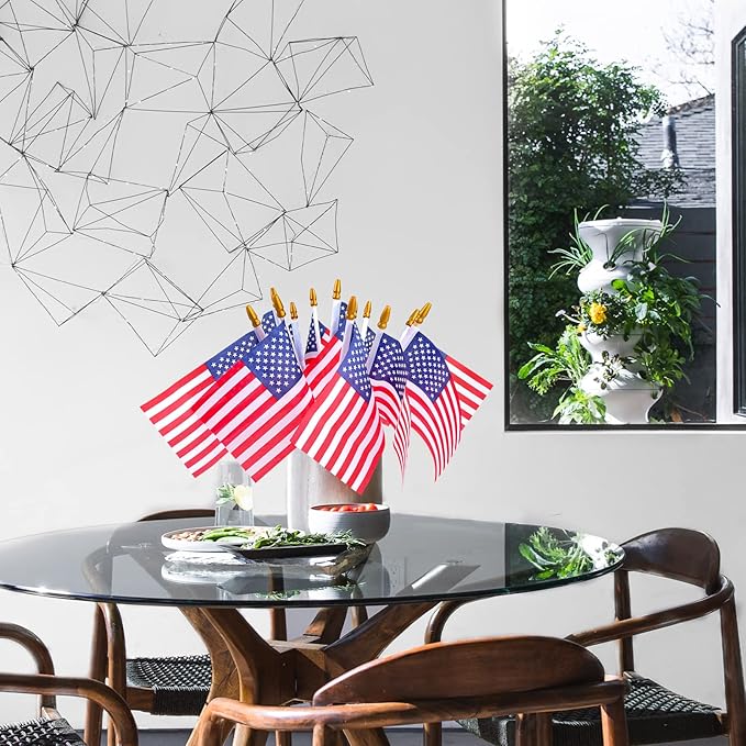 HOOSUN Small American Flags On Stick,24 Pcs 4th of July Decorations Outdoor Mini USA Flag 4''x6'',American Flags for Outside,Fourth of July Flag Patriotic Decor for Yard Patio,Memorial Day Decorations