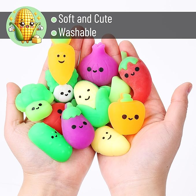 Mr. Pen- Vegetable Squishy Toys, 12 Pack, Washable Twistable Stretchy Squishies, Soft Stress Relief Sensory Toys for Squeezing, Kids’ Gifts, Party Favors & Classroom Rewards, Easter Egg Fillers