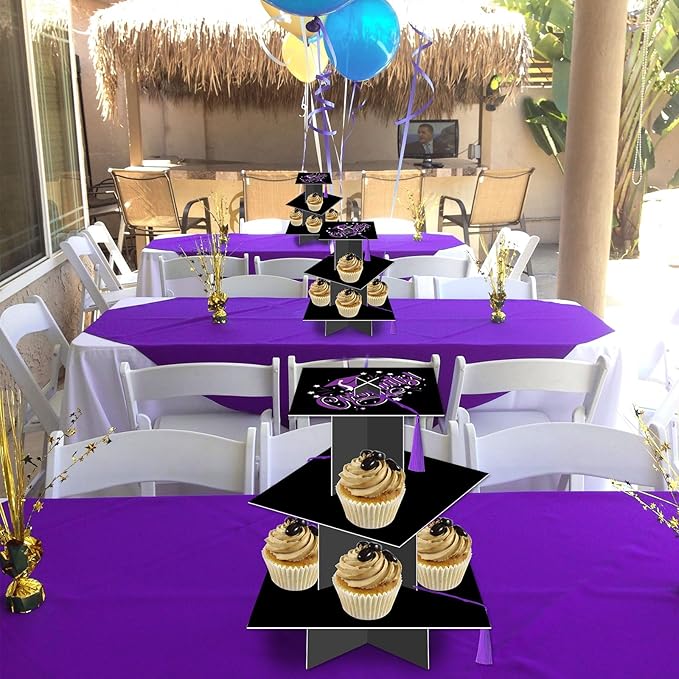 KALEFO Graduation Decorations 2026 Graduation Cap Cupcake Stand with Tassel Graduate Party Favors Table Decor Grad Party Supplies (Purple)