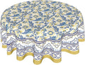 Yellow and Blue Floral Tablecloth Round 60 Inch Farmhouse Boho Tablecloth Spring Summer Fabric Table Cloth With Wrinkle Resistant For Kitchen Holiday Picnic Party Dinner Room Indoor Outdoor Decor