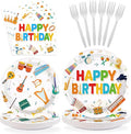 96Pcs Music Birthday Party Decoration Plates Musical Instrument Theme Plates and Napkins Music Notes Tableware Set for Musical Birthday Party Music Theme Baby Shower Supplies, Serves 24