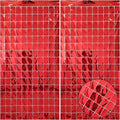 2 Pcs Red Foil Fringe Square Curtain Backdrop - Red Streamers Party Decorations, Sequin Square Curtain Photo Backdrop Props for Graduation Party Bachelorette Birthday Wedding Decor, 3.3 x 6.6 Ft