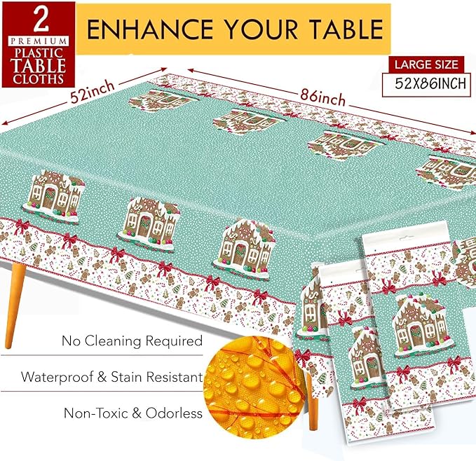 Gingerbread House Paper Plates, 25 Set for kids Xmas Man Paper Plates, Perfect for School Gingerbread Party Christmas Winter Holiday Favor Supply Party