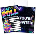 CLIRBE Let's Roll Birthday Party Invitations, Glow Neon Birthday Invitations For Brother Bro Teen Boys Girls, 20 Invites Cards With 20 Envelopes, Party Supplies Favors -H07
