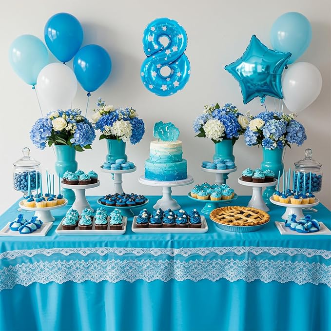 TONIFUL Balloons 16 Inch Blue polka dot 0-9 Number Mylar Foil Balloons Custom digitalal Balloons for 2026 New Year Eve Birthday Party Engagement Graduations Anniversary Baby Shower