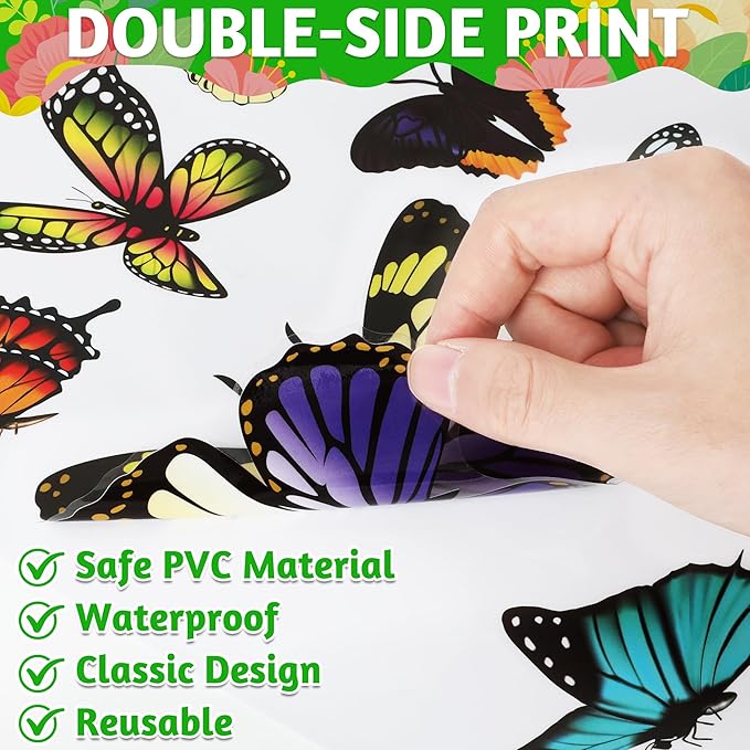 79PCS Colorful Butterfly Window Clings, Butterfly Decorations, Double Sided Window Decals to Prevent Bird Strikes, Multi Patterns Colors Butters Stickers for Home Decor Glass Door