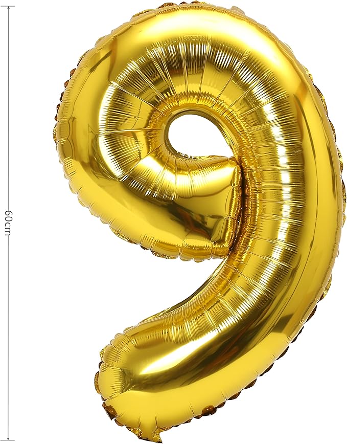 YPSelected 32 Inch Large Foil Helium Number Balloon Birthday Wedding Party 0-9 (Gold, 9)