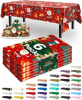Pureegg Plastic Table Cloth Disposable 6 Pack, 54 x 108 Inch Table Cloths, Christmas Decorations, Xmas Decor, Party Tablecloths, Rectangle, Holiday Plastic Cover, Waterproof, Christmas Red