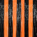 TONIFUL 2Pcs Black Orange Door Streamers,Photo Booth Backdrop Metallic Streamers Foil Fringe Curtains for Birthday,Christmas,New Year,Bachelorette,Halloween Party Streamers Decor(6.6ft x 6.6ft)