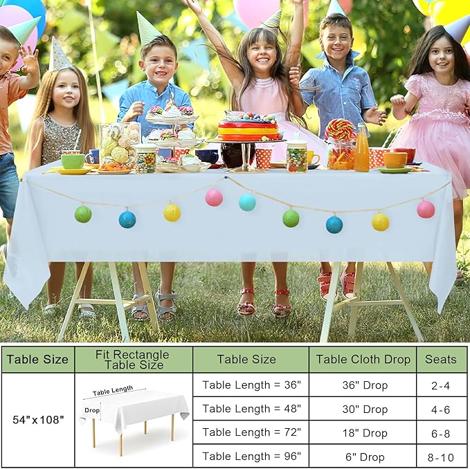 misaya 6 Packs Disposable Plastic Table Cloth, 54 x 108 Inch Waterproof Rectangle Tablecloth, Leakproof & Sturdy Decorative Table Covers for Easter, Picnic, Party and Outdoor, Baby Blue