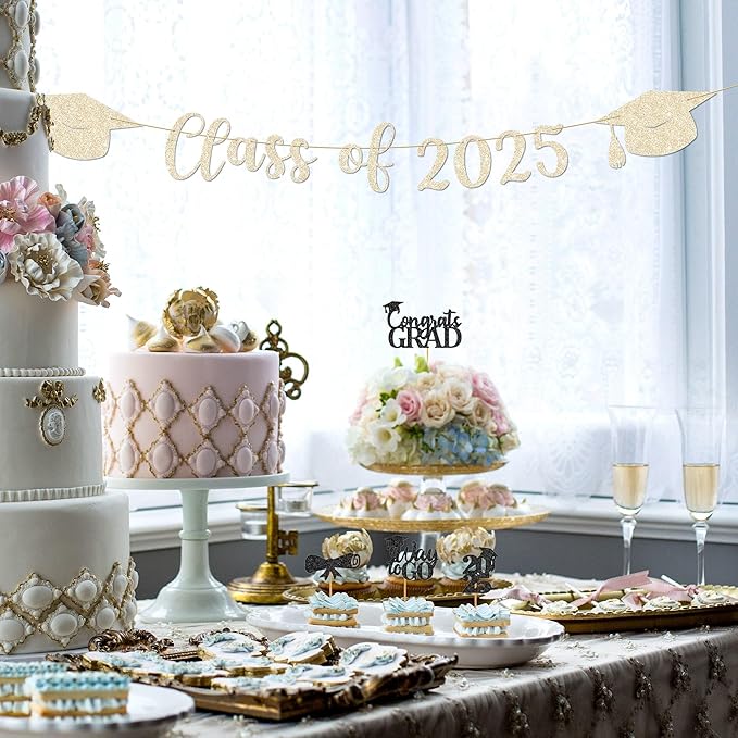 Class of 2025 Decorations - 9 ft Pre-Strung Class of 2025 Banner, Graduation Party Decorations & Decor for Elementary, 5th Grade, 8th Grade, High School, College, Congrats Grad Sign