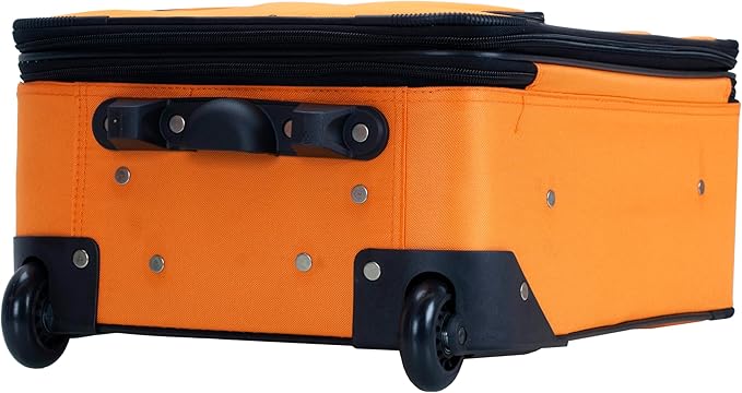 Rockland Fashion Softside 2 Piece Luggage Set, Expandable, (14" Tote/19" Upright), Orange