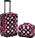 Rockland Fashion Softside 2 Piece Luggage Set, Expandable, (14" Tote/19" Upright), Multi Pink Dot