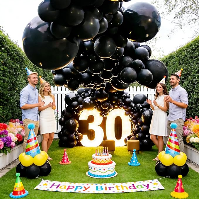 45 Pcs Black Big Balloons 18 Inch Bulk Latex Balloon for Birthdays Weddings Party Decorations