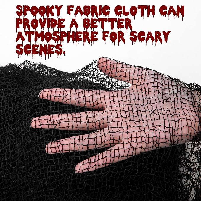 Watayo 8 Pack Halloween Creepy Cloth, 72 x 30 Inch Scary Spooky Fabric Cloth, Halloween Stretch Spider Web Weave Creepy Gauze for Party Haunted House Decor