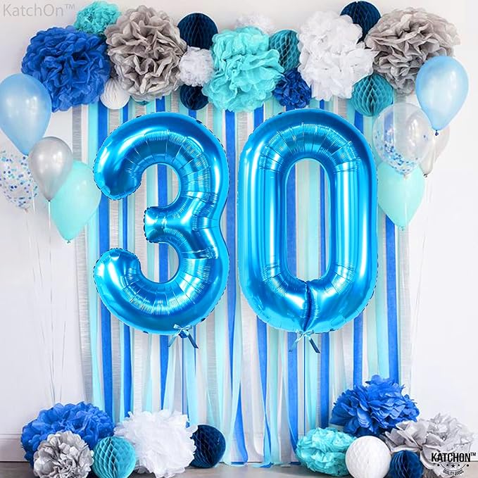 Giant Blue 0 Number Balloons - 40 Inch | 0 Digit Balloon for Ocean Theme | Blue 0 Balloon for Ocean Theme Birthday Party Supplies | Mylar Blue Number 0 Balloon | Blue Mermaid Birthday Decorations