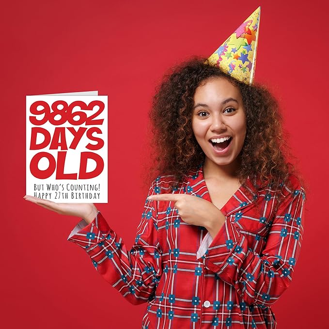 Stuff4 27th Birthday Card for Men Women Him Her - 9862 Days Old - Funny Twenty-Seven Twenty-Seventh Happy Birthday Card for Brother Sister Son Daughter Cousin, A5 Humor Joke Greeting Cards