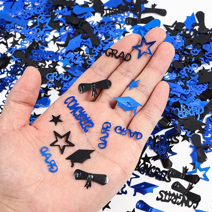 Blue and Black Graduation Confetti 2026, 1000 Pcs Congrats Grad Confetti Class of 2026 Party Table Centerpiece for Graduation Party Decorations