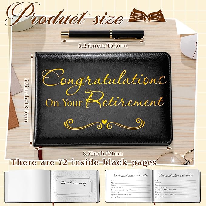 Ctosree Retirement Guest Book with Signature Pen Retirement Party Gift Supplies for Women Men Office Colleague Advice and Wishes Decorations(Lovely)