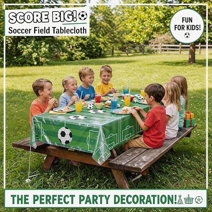 OHOME Soccer Party Decorations - 2 PCS Soccer Tablecloth | Soccer Birthday Party Decorations Table Covers - Soccer Party Favors Accessories Supplies for Indoor Outdoor Decor