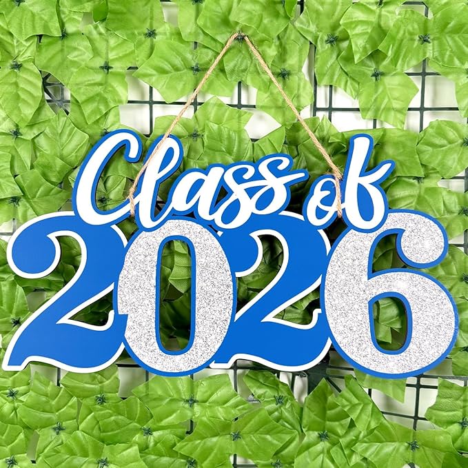 2026 Graduation Decorations Class of 2026 Wooden Sign Blue Silver Graduation 2026 Graduate Sign Photo Booth Prop