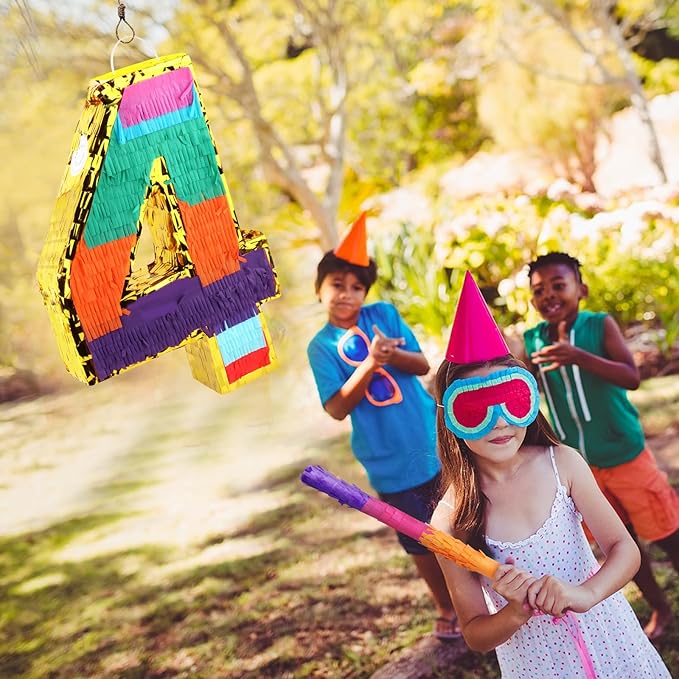 Rainbow Number 4 Pinata for Kids 4th Birthday Party Supplies, Fiesta, Centerpieces, Anniversary Celebrations (16.1 x 10.6 x 3.2 Inches)