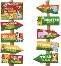 Hooqict 20 Pieces Safari Party Sign for Welcome to Jungle Safari Theme Party Decorations Directional Signs Classroom Wild Animal Birthday Party Decorations Zoo Party Supplies