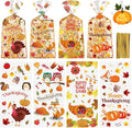 Litmitfu 100 Pcs Happy Thanksgiving Treat Bags - Plastic Fall Thanksgiving Gift Bags, Clear Autumn Goodie Candy Favor Cellophane Bag with Gold Twist Ties for Thanksgivings Party Favors Supplies