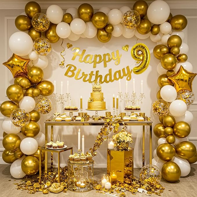 TONIFUL 16 Inch Number Gold 0-9 Mylar Foil Balloons 10 Pcs Custom digitalal Balloons for 2026 New Year Eve Birthday Party Engagement Graduations Anniversary Baby Shower