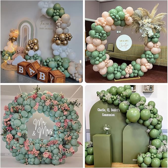 Sage Green Balloons 5 Inch, 60 Pcs Small Eucalyptus Olive Vintage Green Balloon 5'', Mini Matte Dusty Dark Avocado Green Latex Balloons for Birthday Boho Baby Shower Wedding Party Decorations