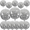 14 Pcs Disco Ball Balloons 22/15/10 4D Ball Balloons Metallic Silver Disco Mylar Balloon Chrome for Birthday Bachelorette 70s 80s 90s Themed Graduation Retro New Year Eve Prom Party Decor
