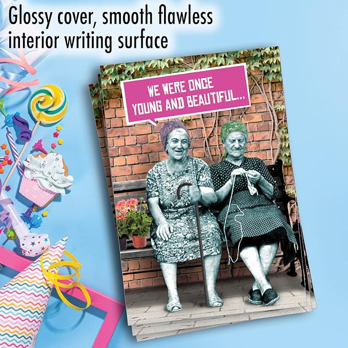 NobleWorks - Pack of 3 Hilarious Birthday Greeting Cards with Envelopes (1 Designs, 3 Each) - Young and Beautiful C3635BDG-C3x1