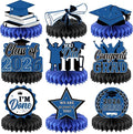 Yisong 9 Pieces 2026 Graduation Party Table Decorations Class of 2026 Congrats Graduation Centerpieces for Tables Congratulate Honeycomb Centerpiece Topper for Grad Party Supplies(Blue)