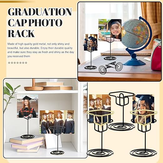 Rtteri 30 Pcs Grad Cap Graduation Picture Display 2 Inch Black Photo Holders for Centerpieces Graduation Table Number Holders Card Stands for Class of 2026 Grad Party Supplies