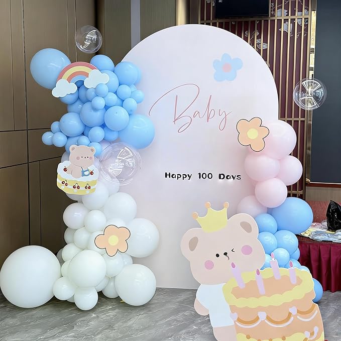 320 Pcs Pink Blue White 12 Inch Bulk Light Pink Light Blue Assorted Color Latex Balloons, for Birthdays Weddings Baby Shower Party Decorations