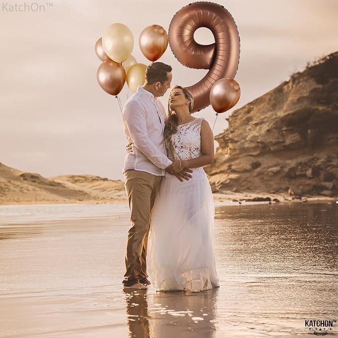 KatchOn, Giant Coffee Brown Number 9 Balloon - 40 Inch | Foil 9 Birthday Balloon for 9th Birthday Decorations | 9th Anniversary Decoration | Coffee Party Decor