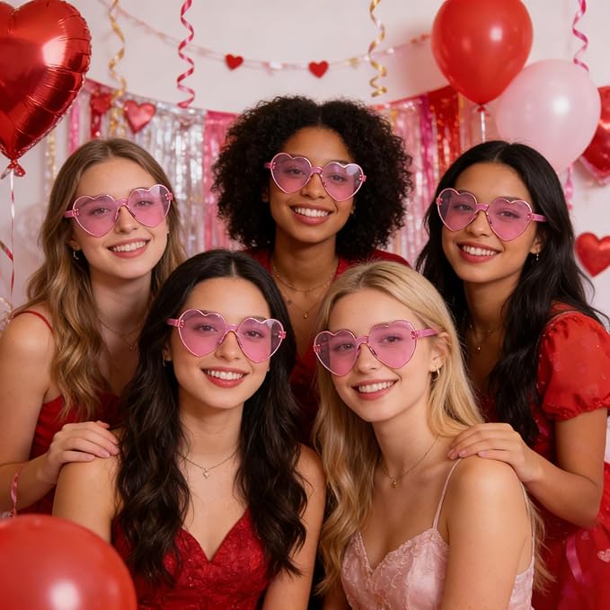 12/26/36 Pairs Rimless Heart Shaped Sunglasses Transparent Glasses Bulk Fun Sunglasses for Party Favors