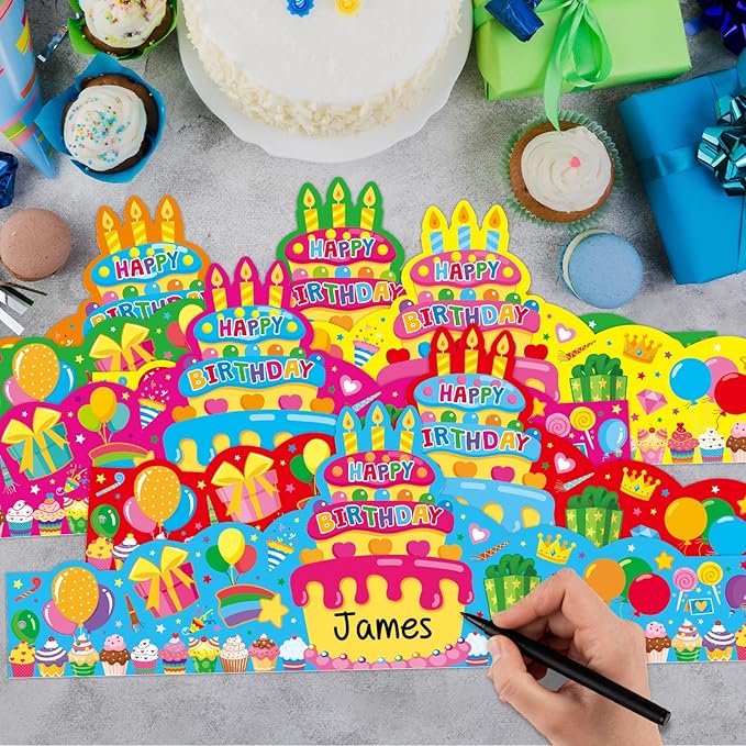 36 Pack Birthday Crowns for Kids Colorful Paper Party Hats Birthday Crown Set for Teachers Students Classroom