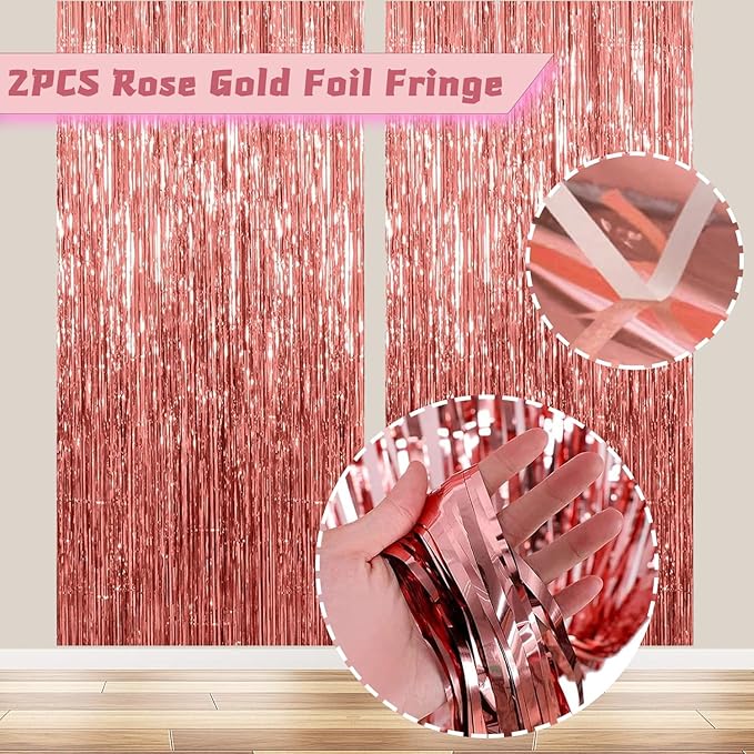 13th Birthday Decorations for Girls, Official Teenager Party Supplies Rose Gold Foil Balloons, Tiara Tassel Curtains Sash Balloons Numbers Banner Cake Topper for 13 Birthday Girl Decorations